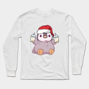 Christmas Cute Little Pengu Boba Long Sleeve T-Shirt